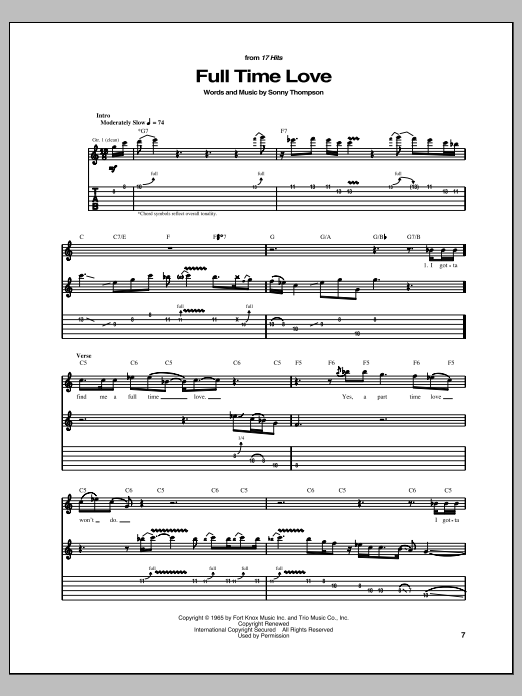 Freddie King Full Time Love Sheet Music