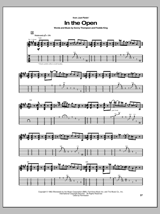 Freddie King In The Open Sheet Music