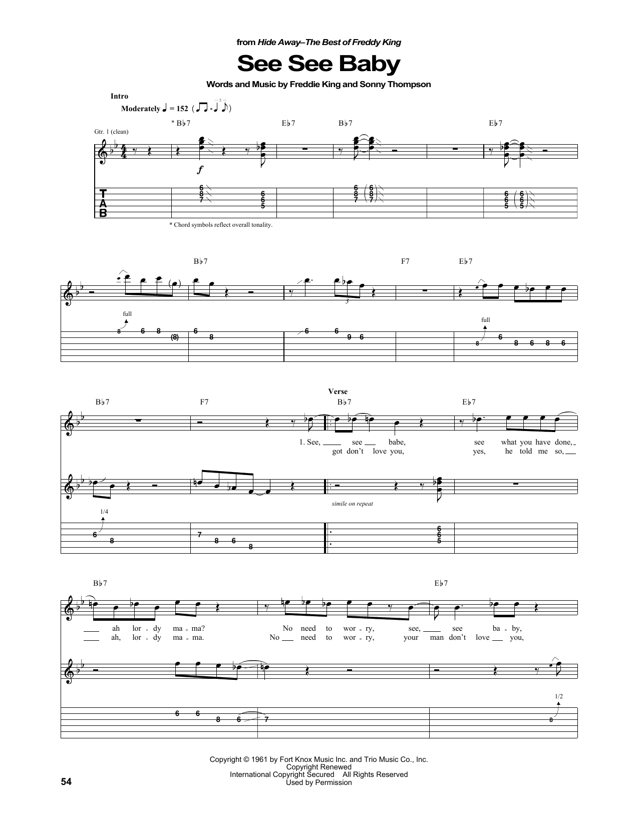 Freddie King See See Baby Sheet Music