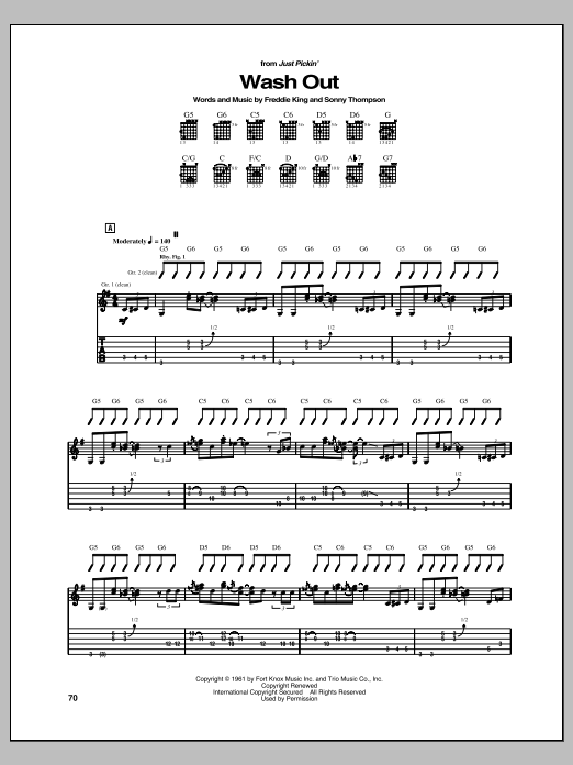 Freddie King Wash Out Sheet Music