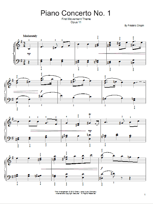 Frederic Chopin Concerto In E Minor Sheet Music