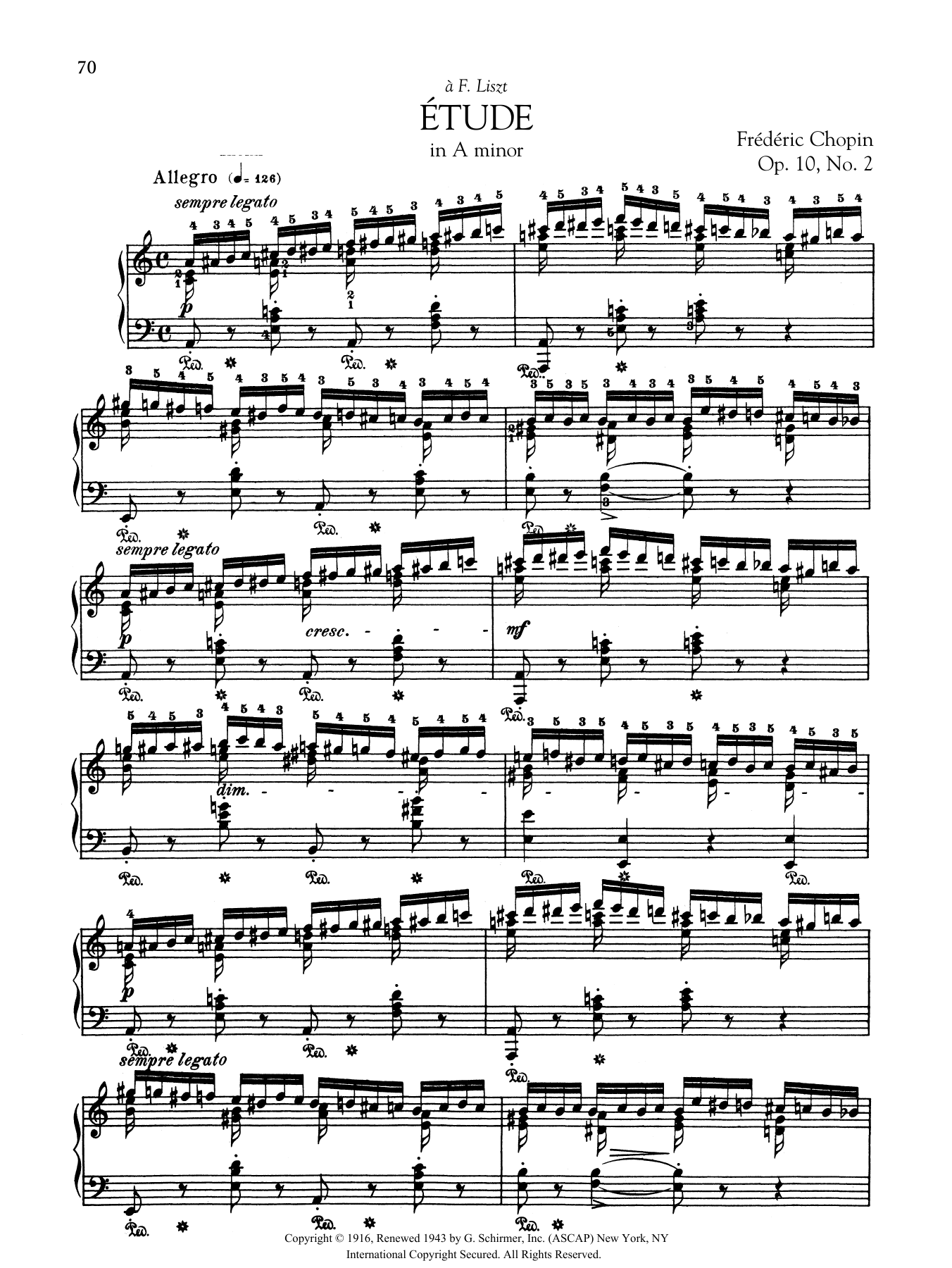 Frédéric Chopin Etude in A minor, Op. 10, No. 2 Sheet Music