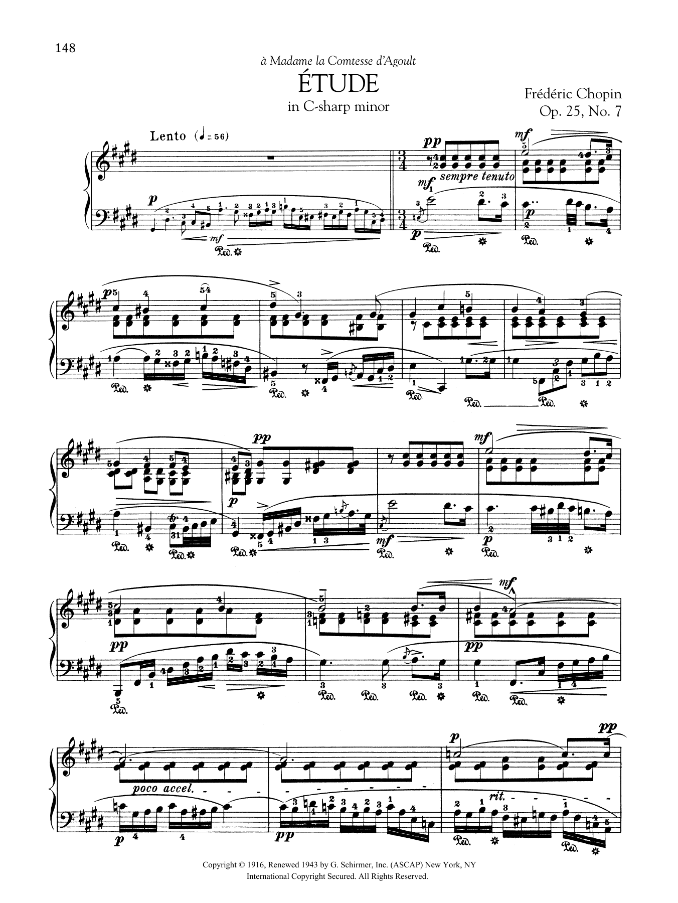 Frédéric Chopin Etude in C-sharp minor, Op. 25, No. 7 Sheet Music