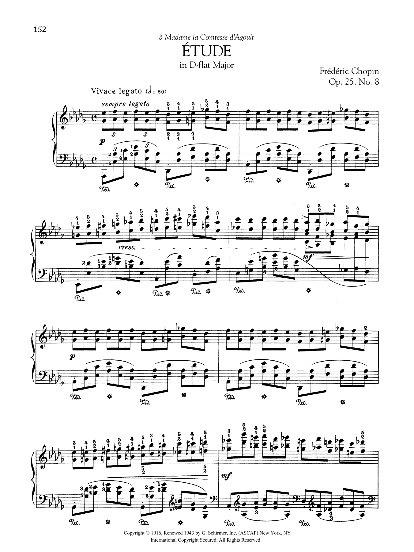 Frédéric Chopin Etude in D-flat Major, Op. 25, No. 8 Sheet Music