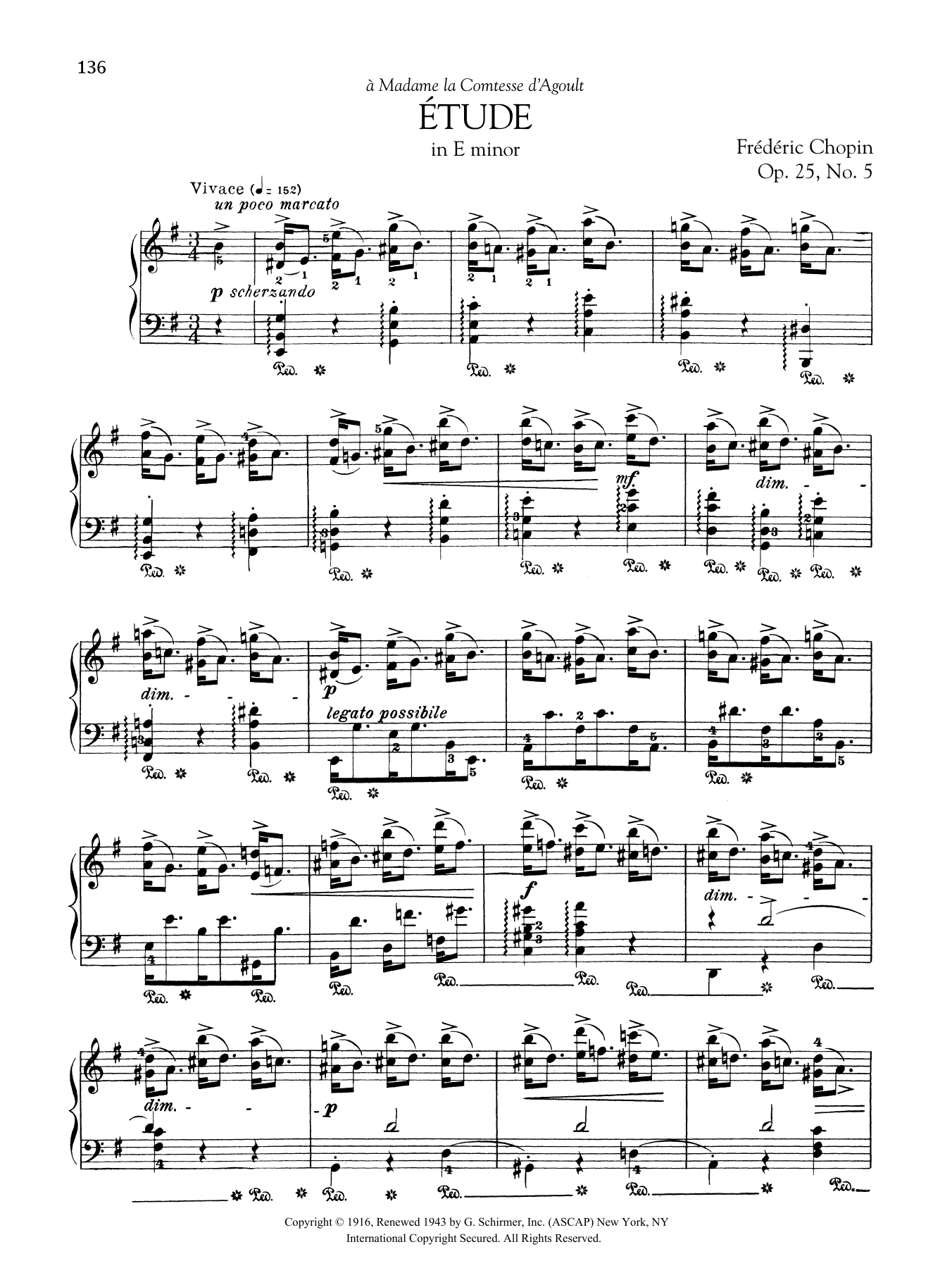 Frédéric Chopin Etude in E minor, Op. 25, No. 5 Sheet Music