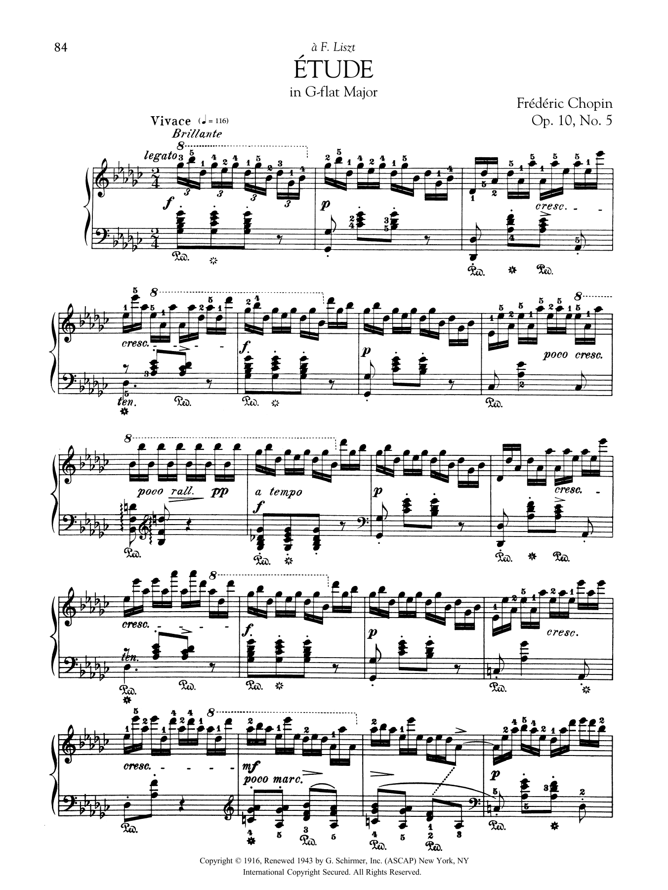 Frédéric Chopin Etude in G-flat Major, Op. 10, No. 5 Sheet Music