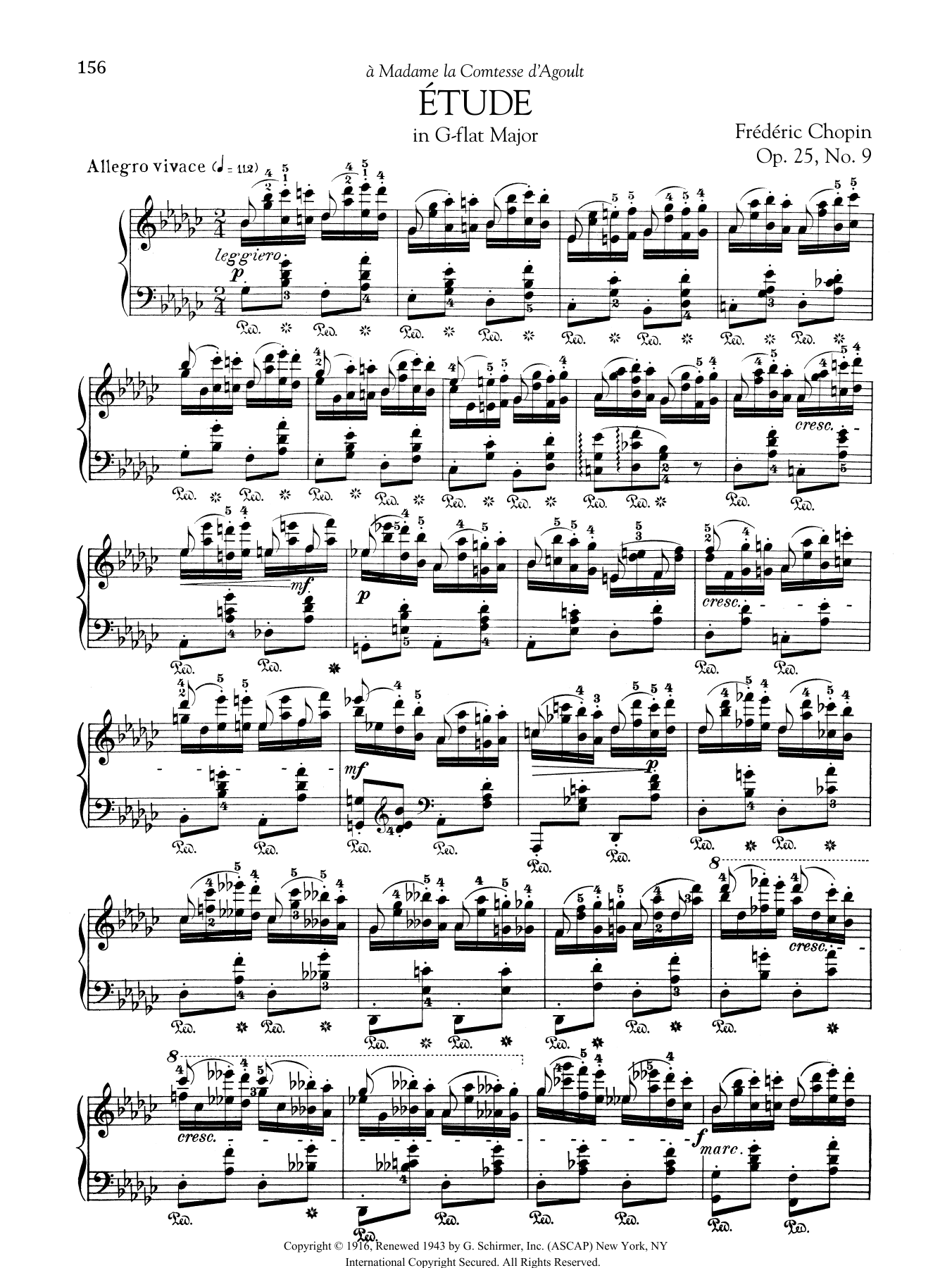 Frédéric Chopin Etude in G-flat Major, Op. 25, No. 9 Sheet Music