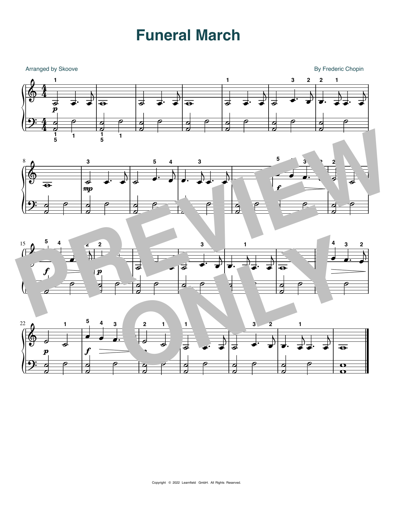 Frederic Chopin Funeral March (arr. Skoove) Sheet Music