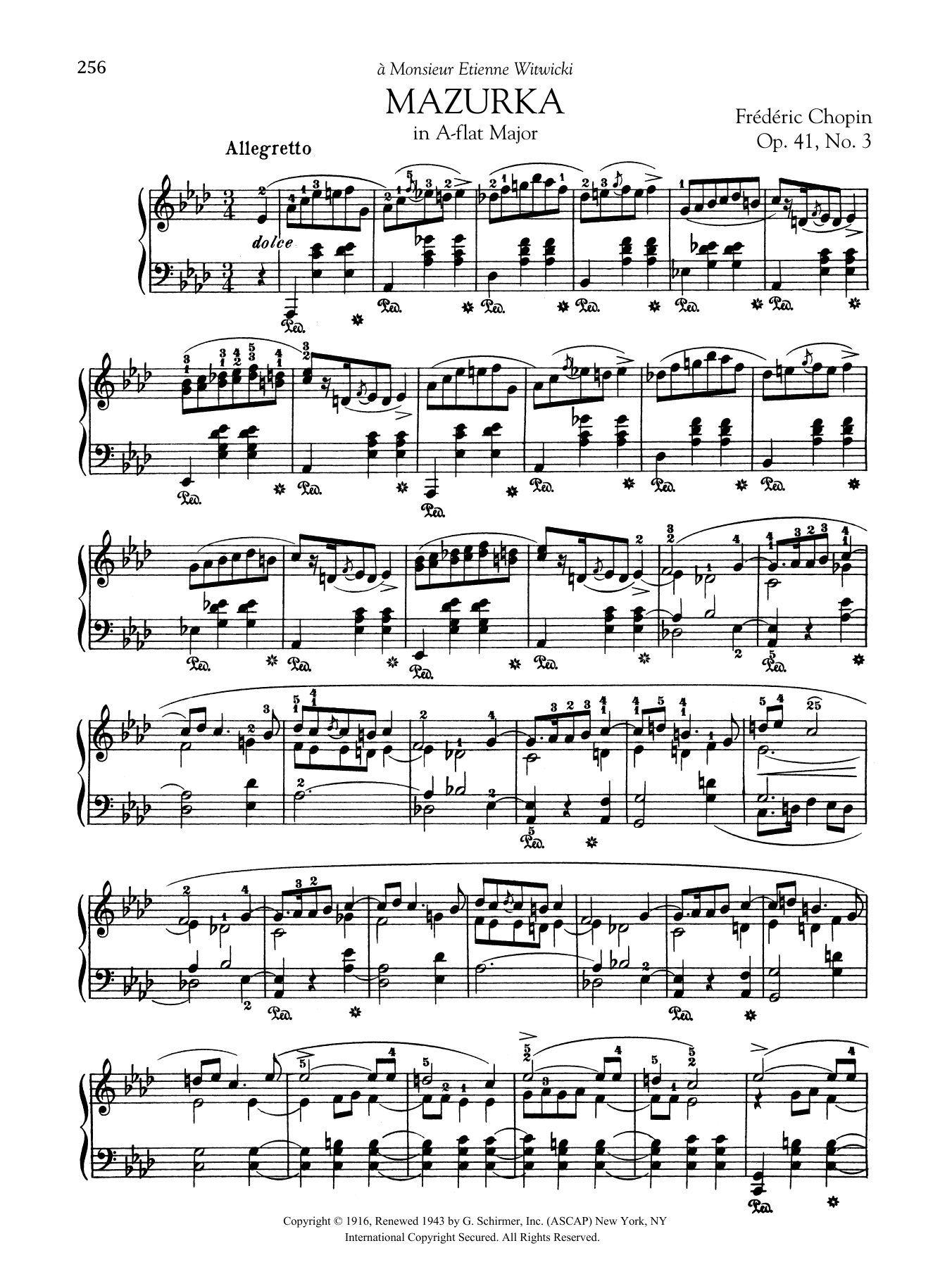 Frédéric Chopin Mazurka in A-flat Major, Op. 41, No. 3 Sheet Music