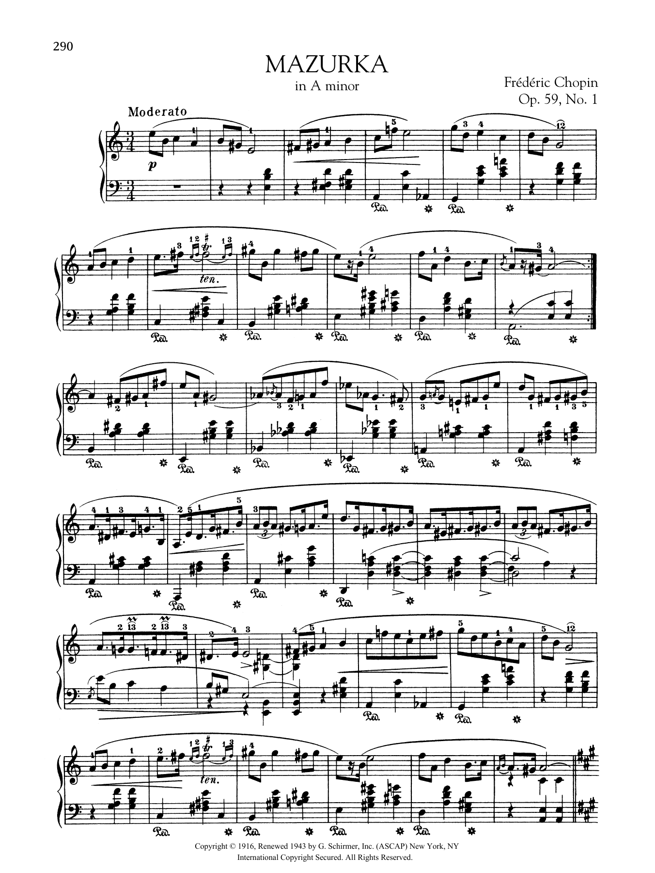 Frédéric Chopin Mazurka in A minor, Op. 59, No. 1 Sheet Music