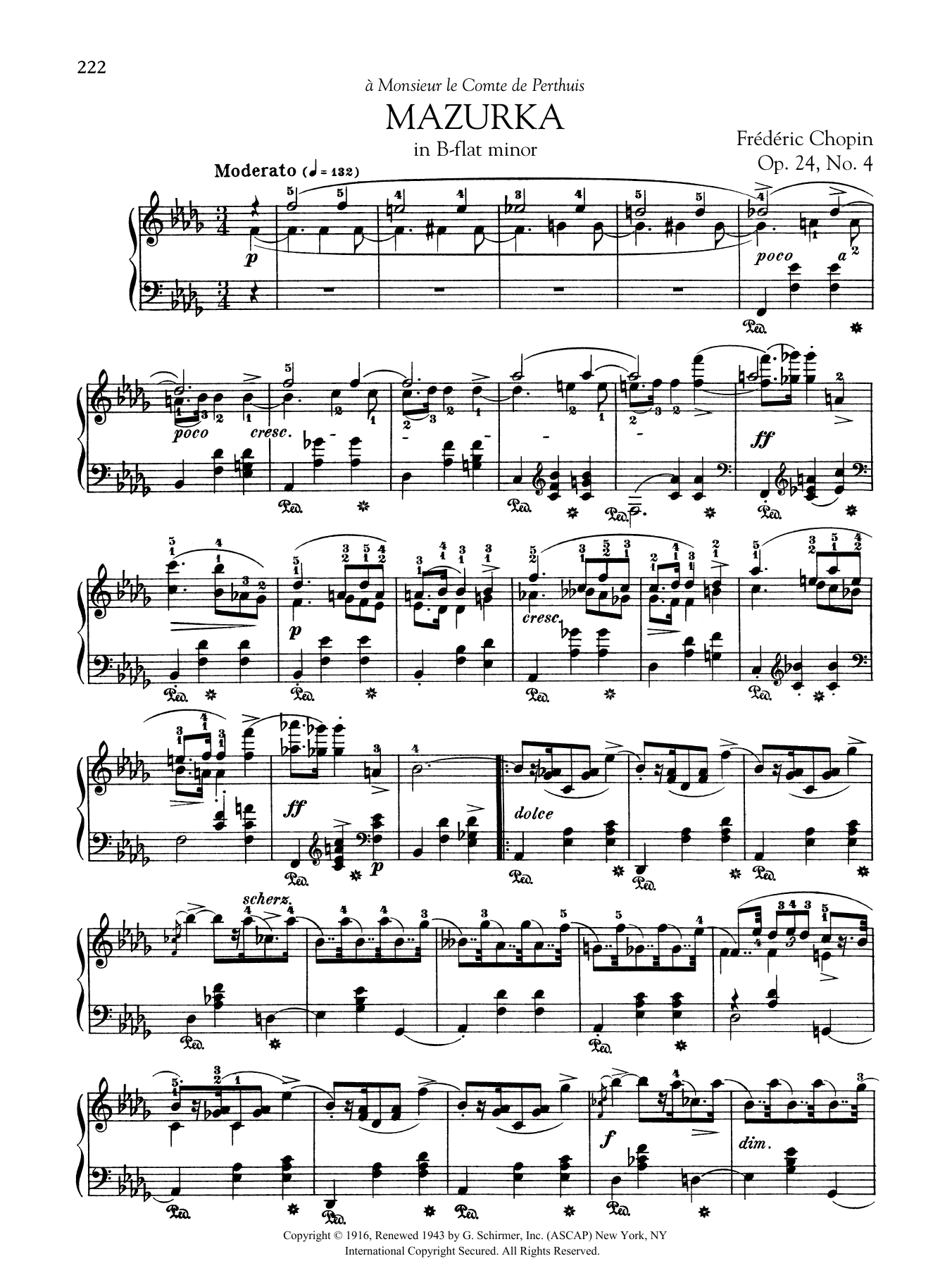 Frédéric Chopin Mazurka in B-flat minor, Op. 24, No. 4 Sheet Music