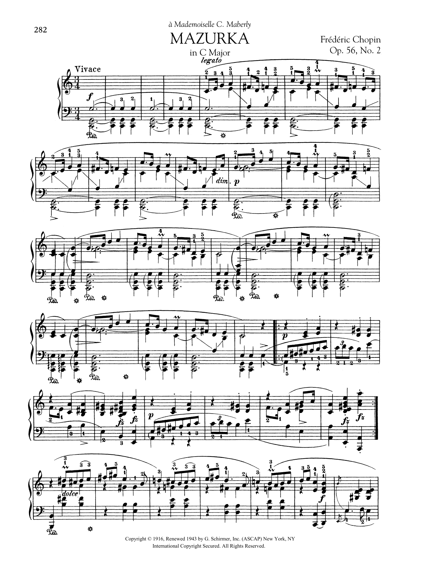 Frédéric Chopin Mazurka in C Major, Op. 56, No. 2 Sheet Music
