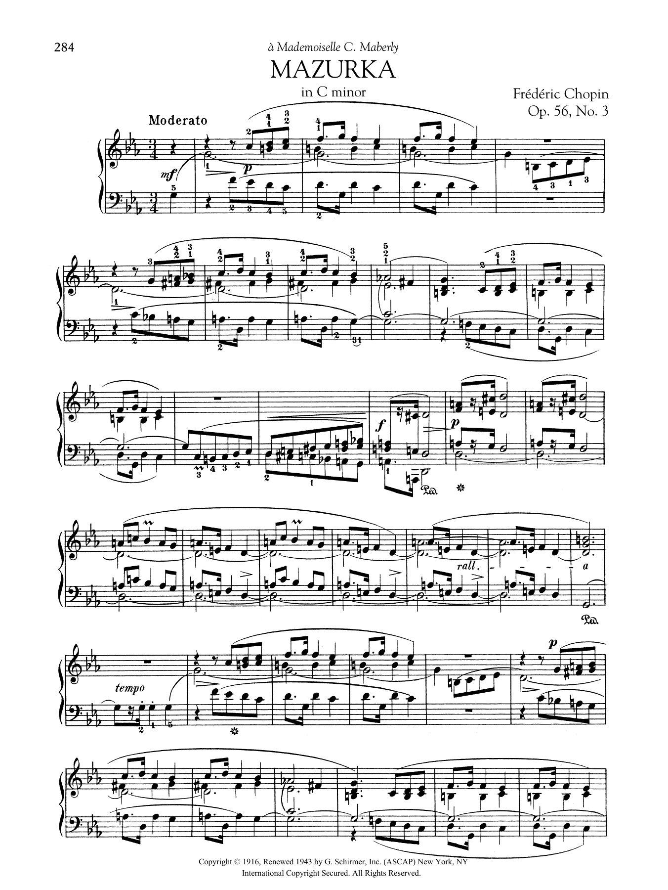 Frédéric Chopin Mazurka in C minor, Op. 56, No. 3 Sheet Music