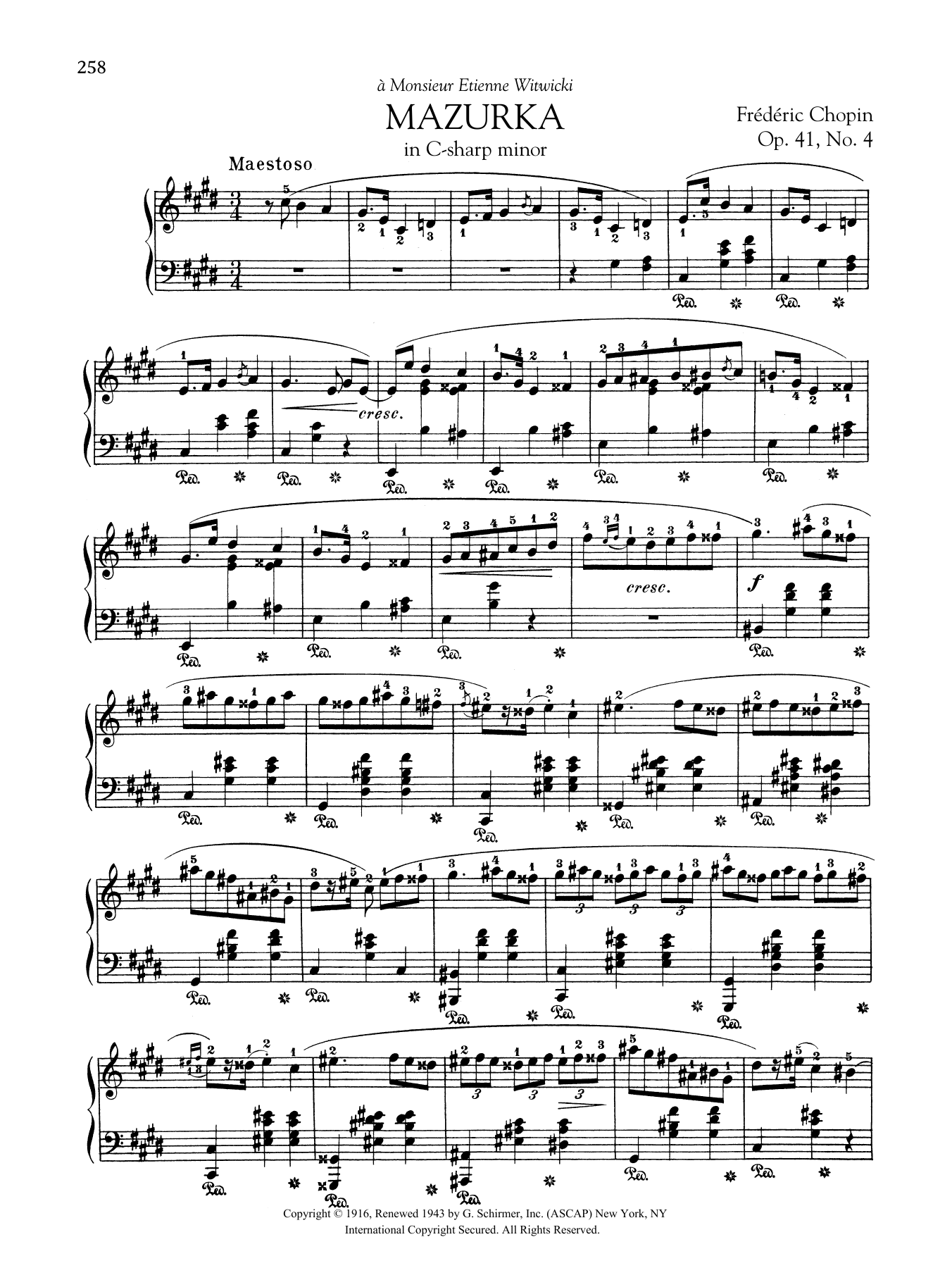 Frédéric Chopin Mazurka in C-sharp minor, Op. 41, No. 4 Sheet Music