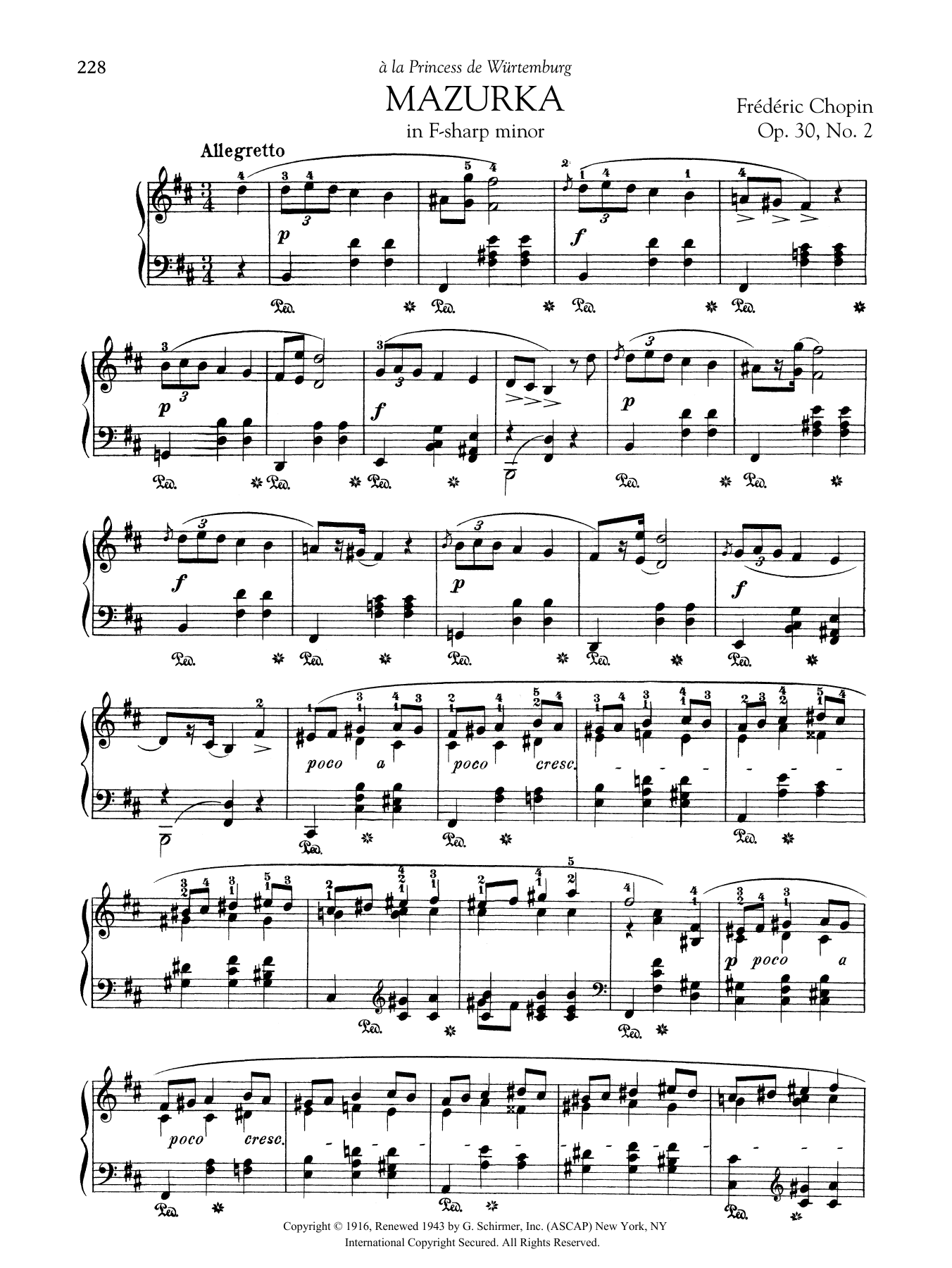 Frédéric Chopin Mazurka in F-sharp minor, Op. 30, No. 2 Sheet Music