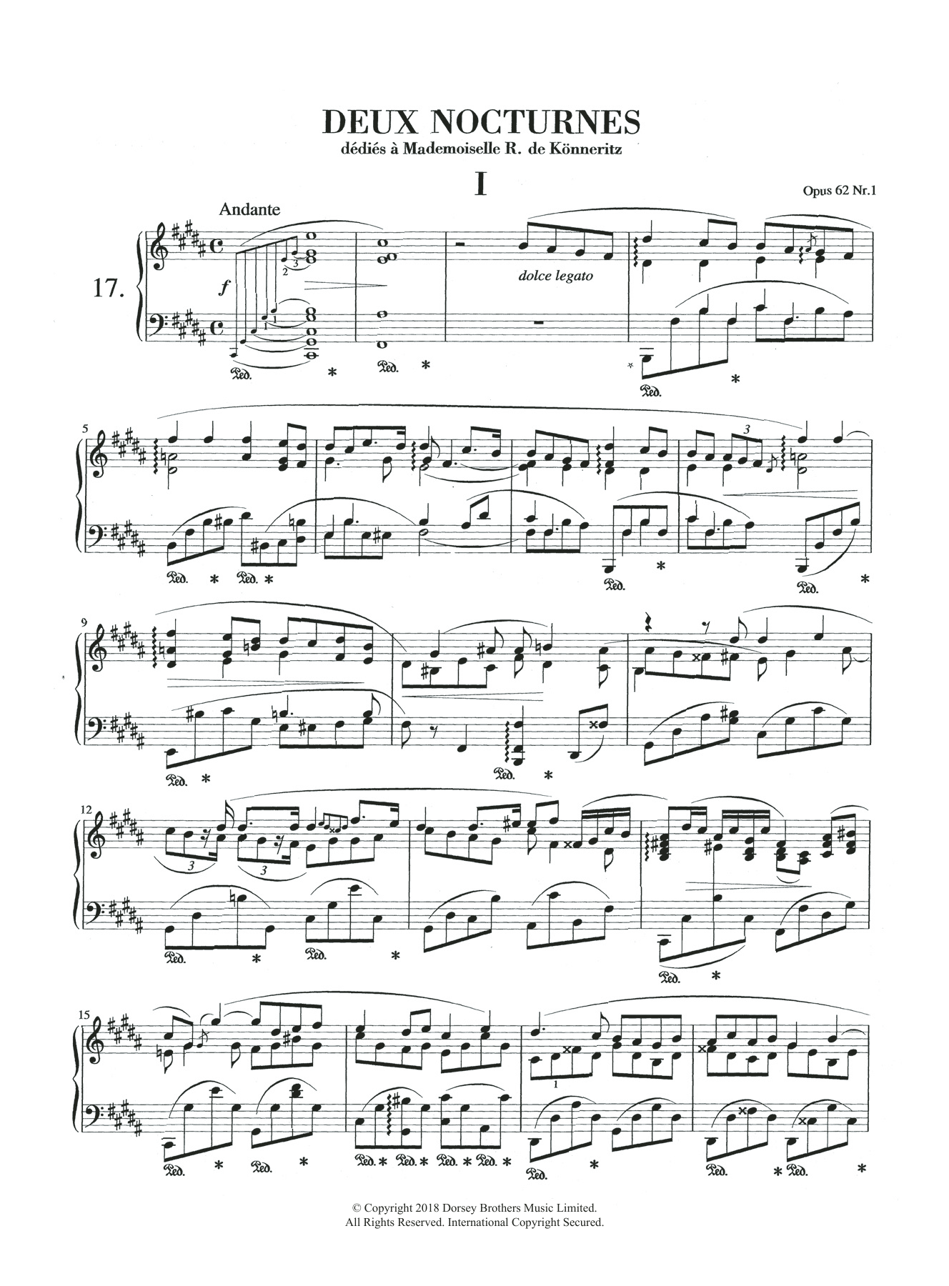 Frédéric Chopin Nocturne in B Major, Op.62, No.1 Sheet Music