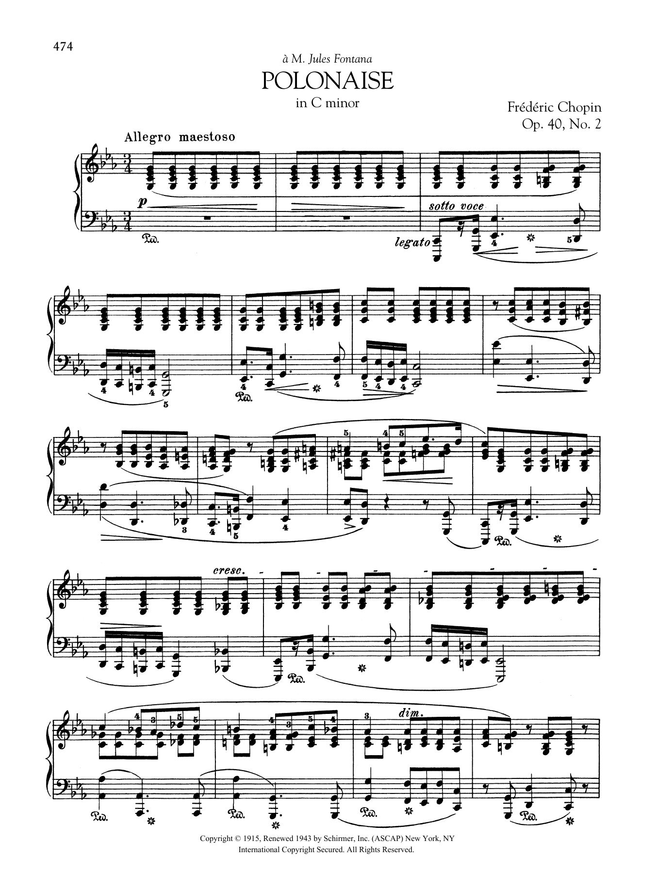 Frédéric Chopin Polonaise in C minor, Op. 40, No. 2 Sheet Music