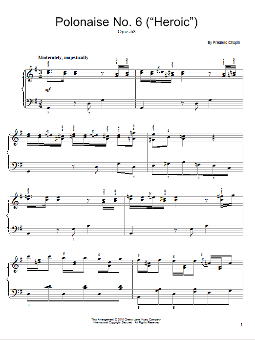 Frederic Chopin Polonaise No. 6, Op. 53 Sheet Music