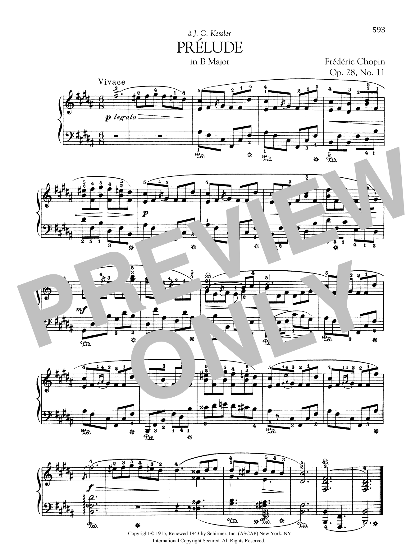 Frédéric Chopin Prélude in B Major, Op. 28, No. 11 Sheet Music