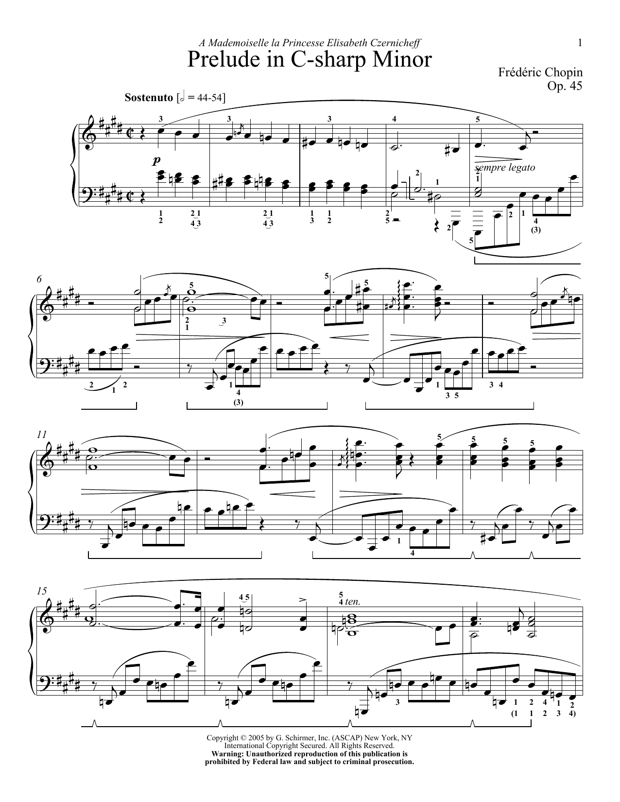 Frédéric Chopin Prelude, Op. 45 Sheet Music