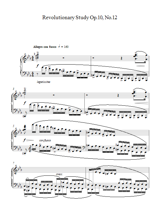 Frédéric Chopin Revolutionary Study Op.10 No.12 Sheet Music