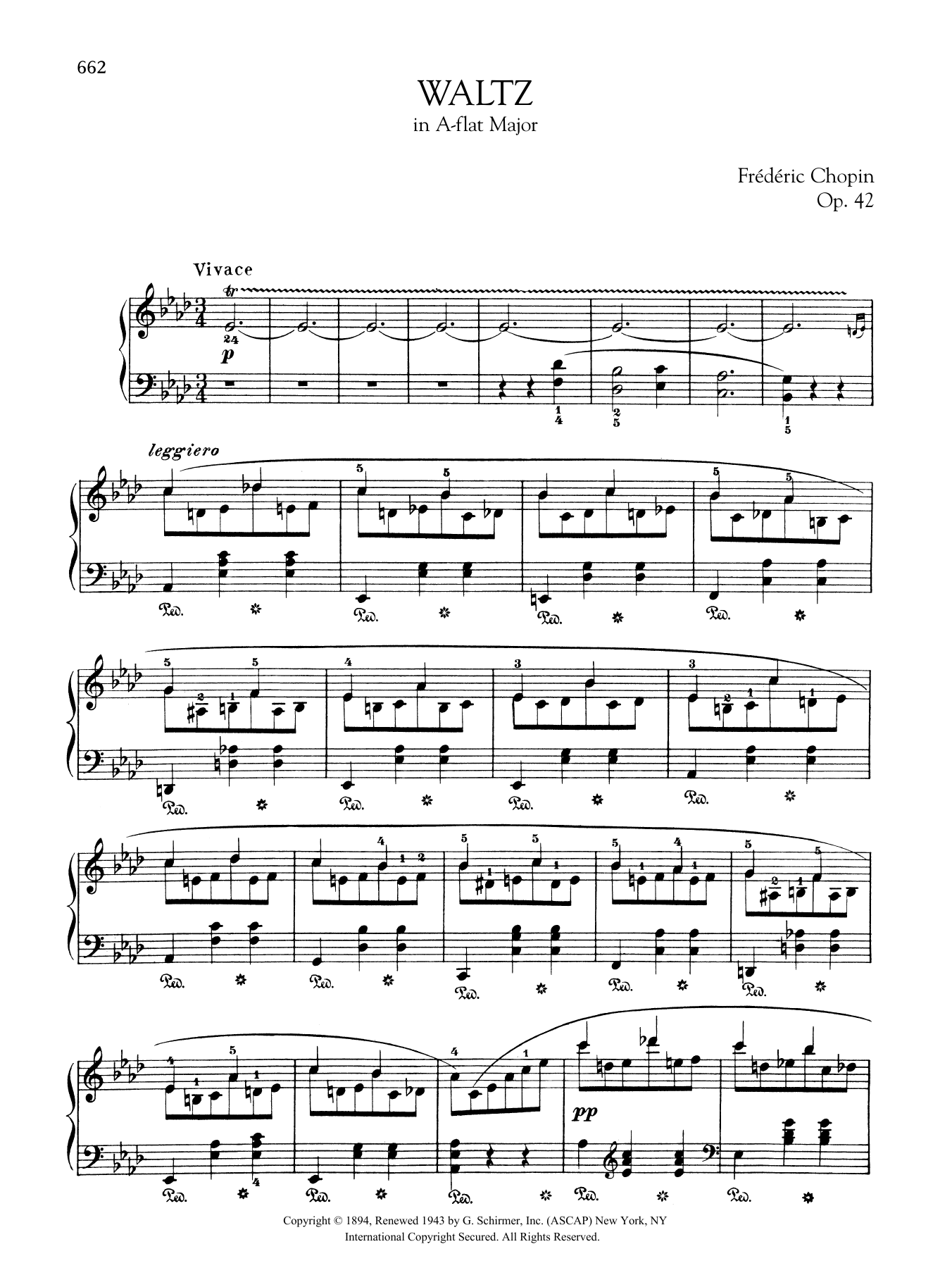 Frédéric Chopin Waltz in A-flat Major, Op. 42 Sheet Music