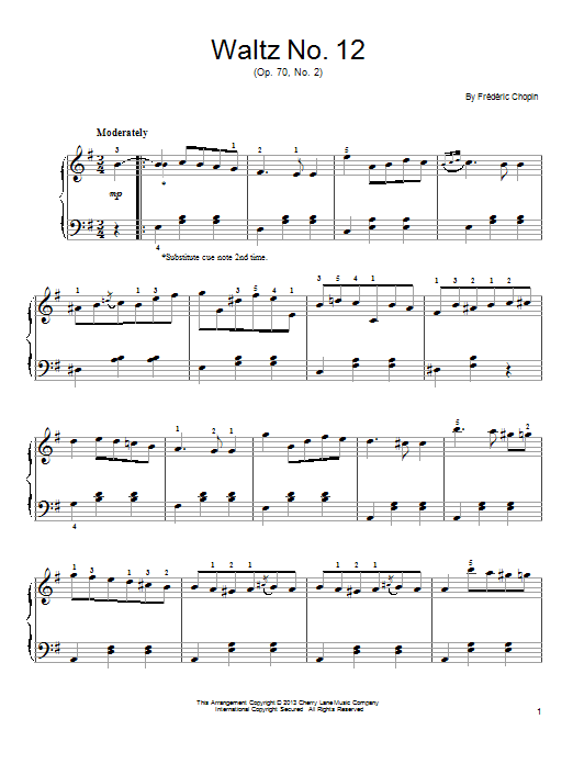 Frederic Chopin Waltz No. 12, Op. 70, No. 2 Sheet Music