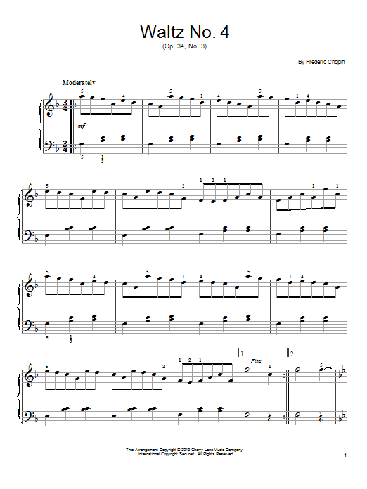 Frederic Chopin Waltz No. 4, Op. 34, No. 3 Sheet Music