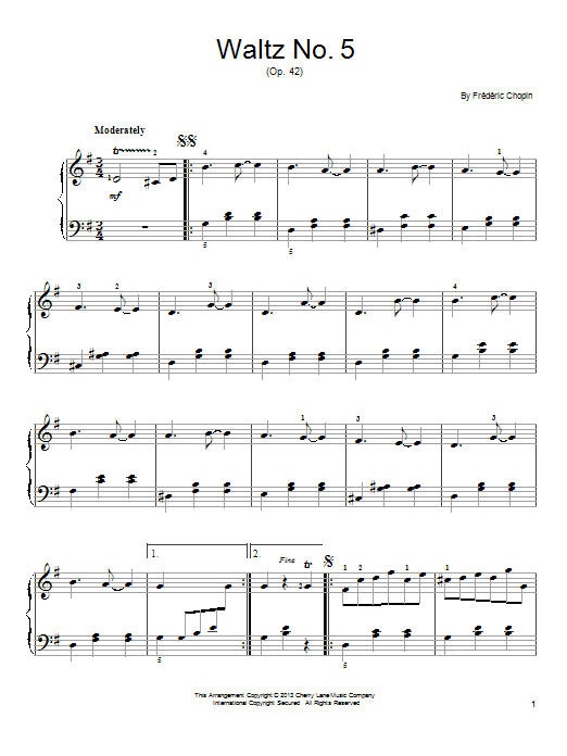 Frederic Chopin Waltz No. 5, Op. 42 Sheet Music