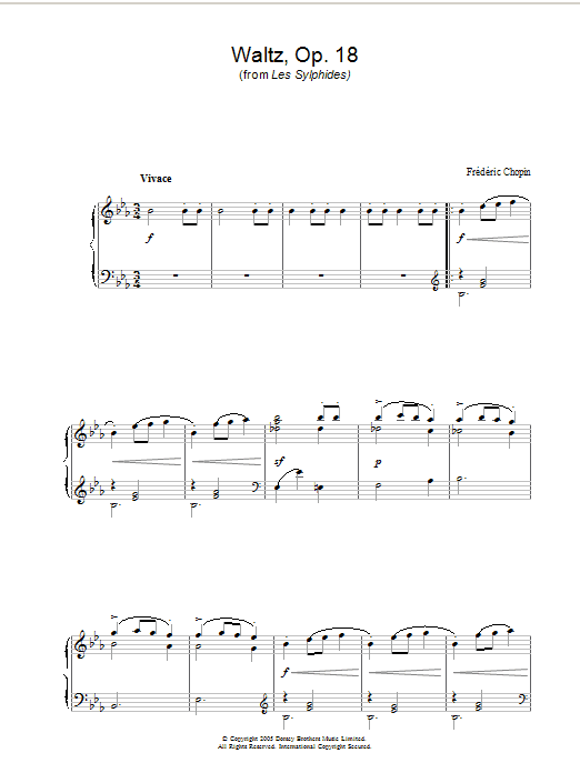 Frederic Chopin Waltz Op. 18 (from Les Sylphides) Sheet Music