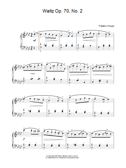 Frederic Chopin Waltz Op. 70, No. 2 Sheet Music