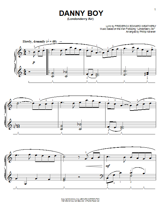 Frederick Edward Weatherly Danny Boy (arr. Phillip Keveren) Sheet Music