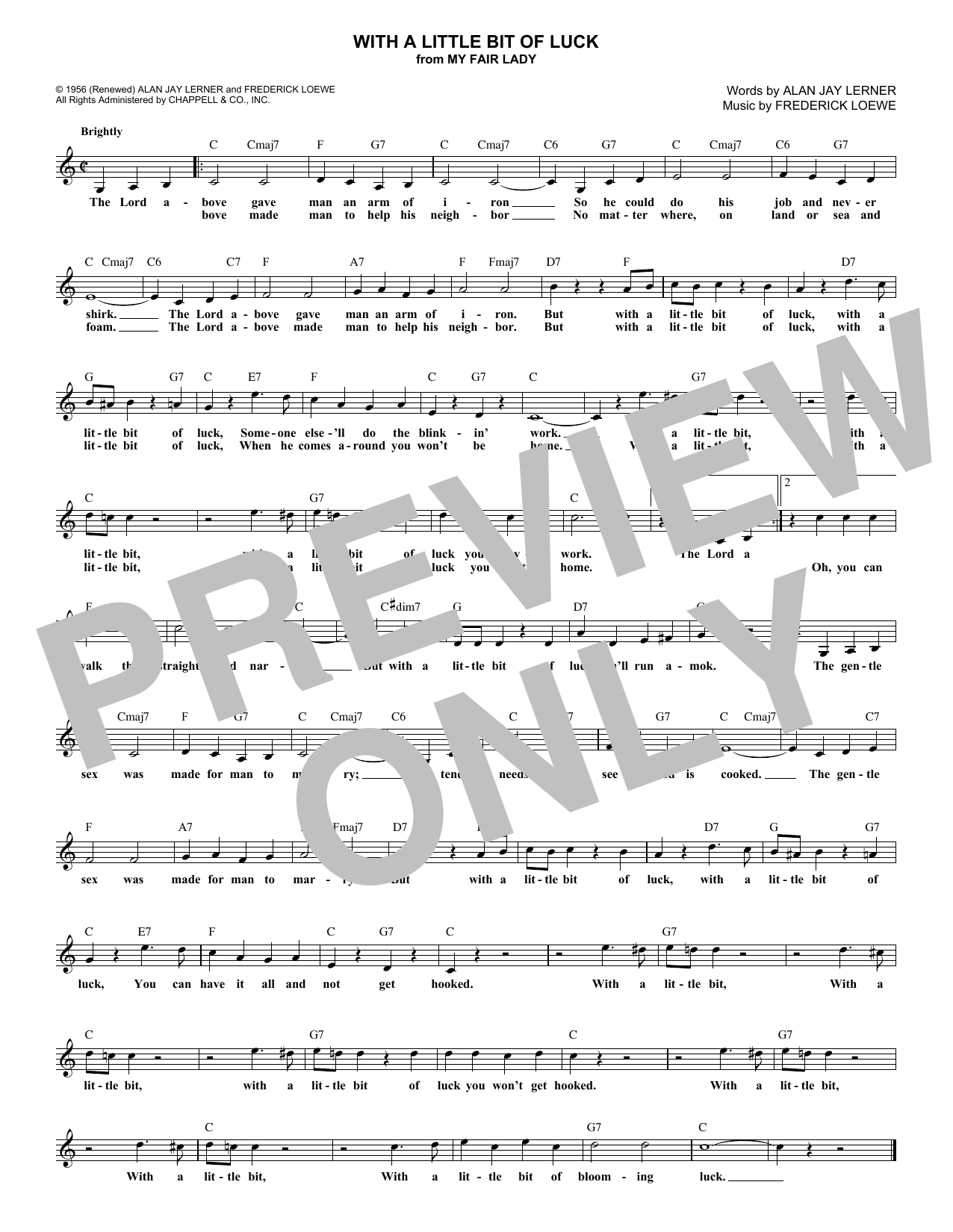 Frederick Loewe With A Little Bit Of Luck Sheet Music