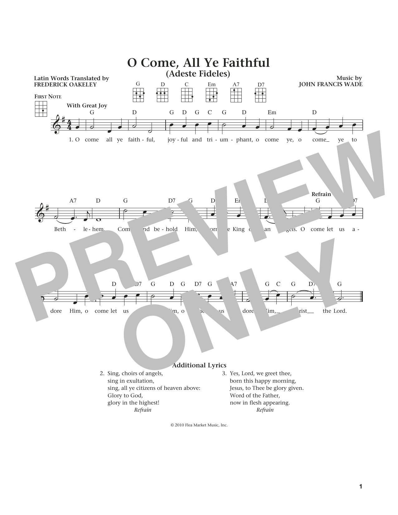 Frederick Oakeley (English) O Come, All Ye Faithful (from The Daily Ukulele) (arr. Liz and Jim Beloff) Sheet Music