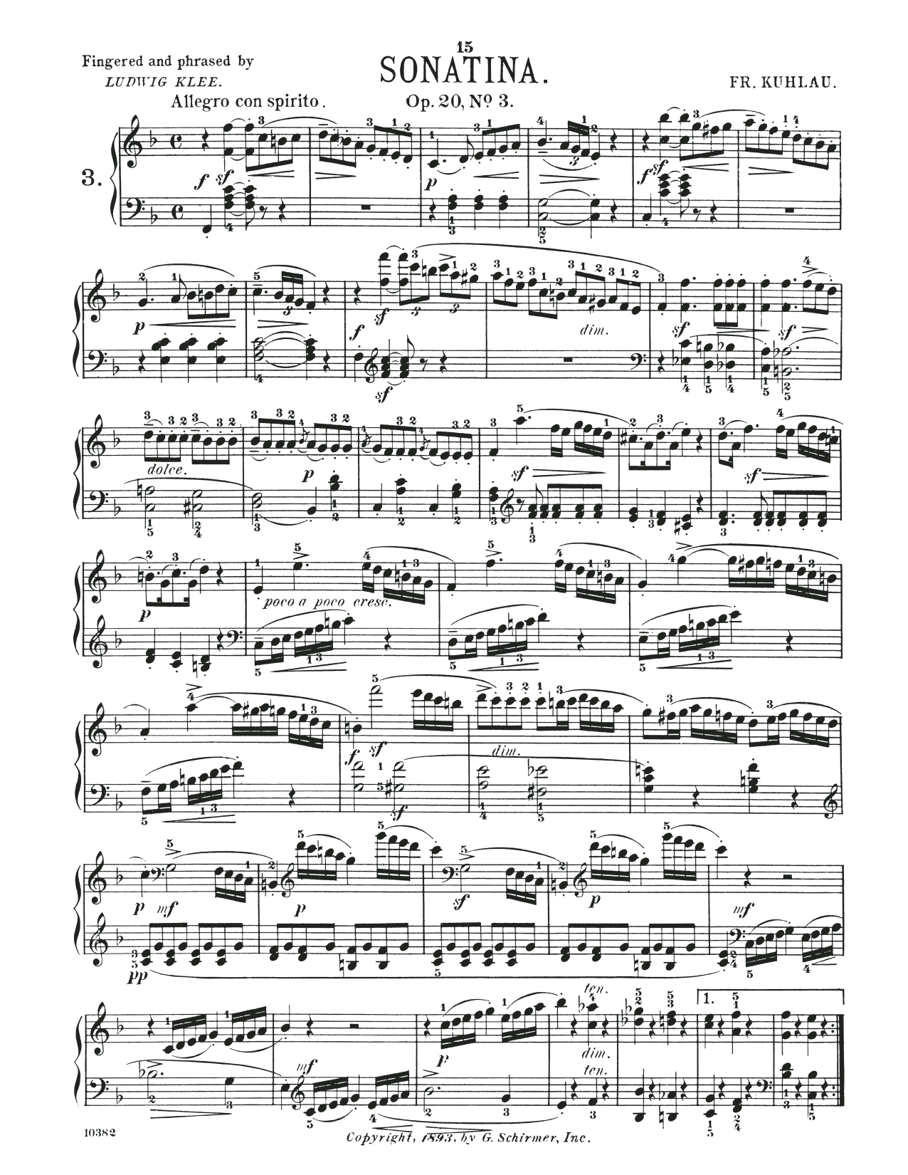 Friedrich Kuhlau Sonatina In F Major, Op. 20, No. 3 Sheet Music