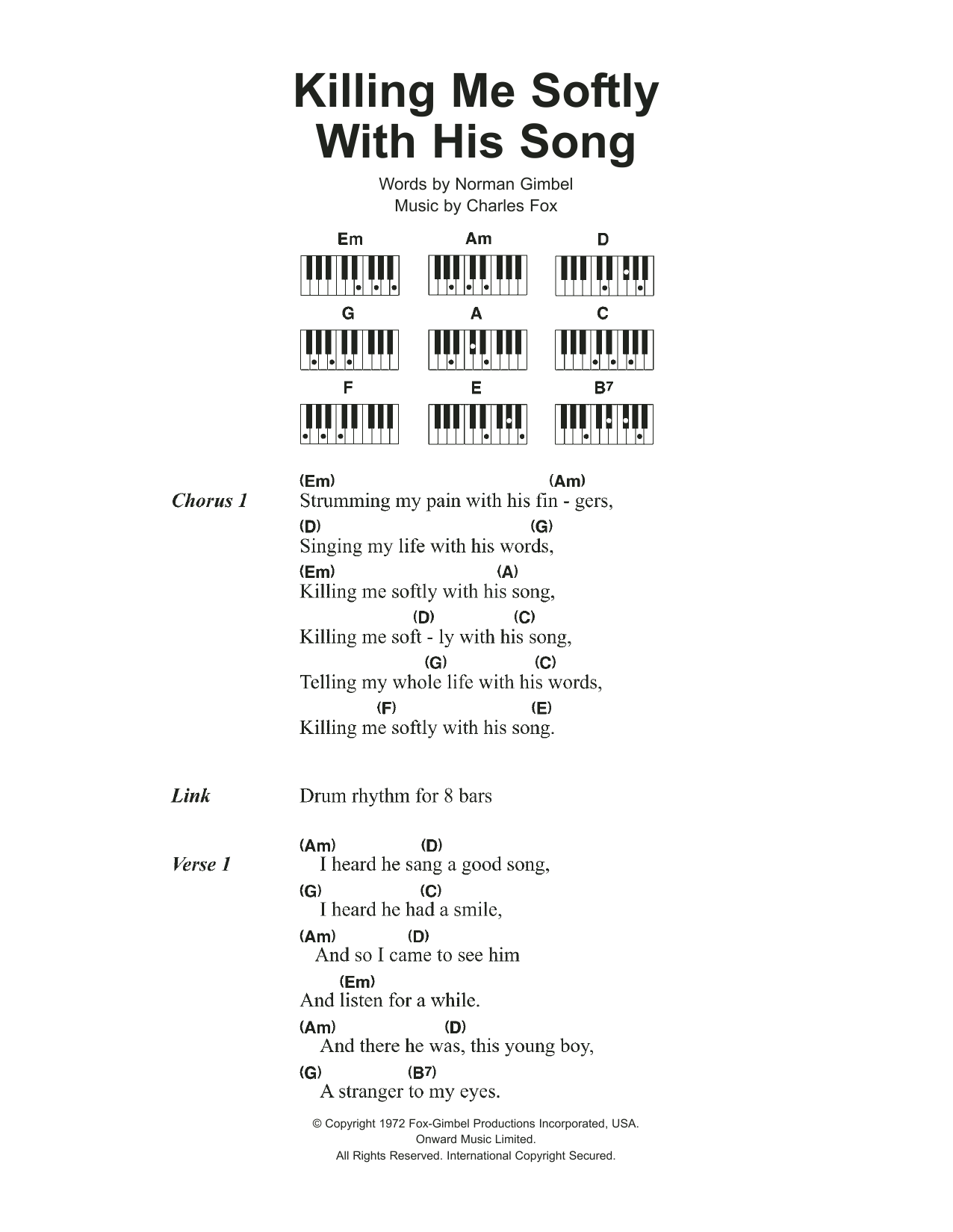 Fugees Killing Me Softly Sheet Music