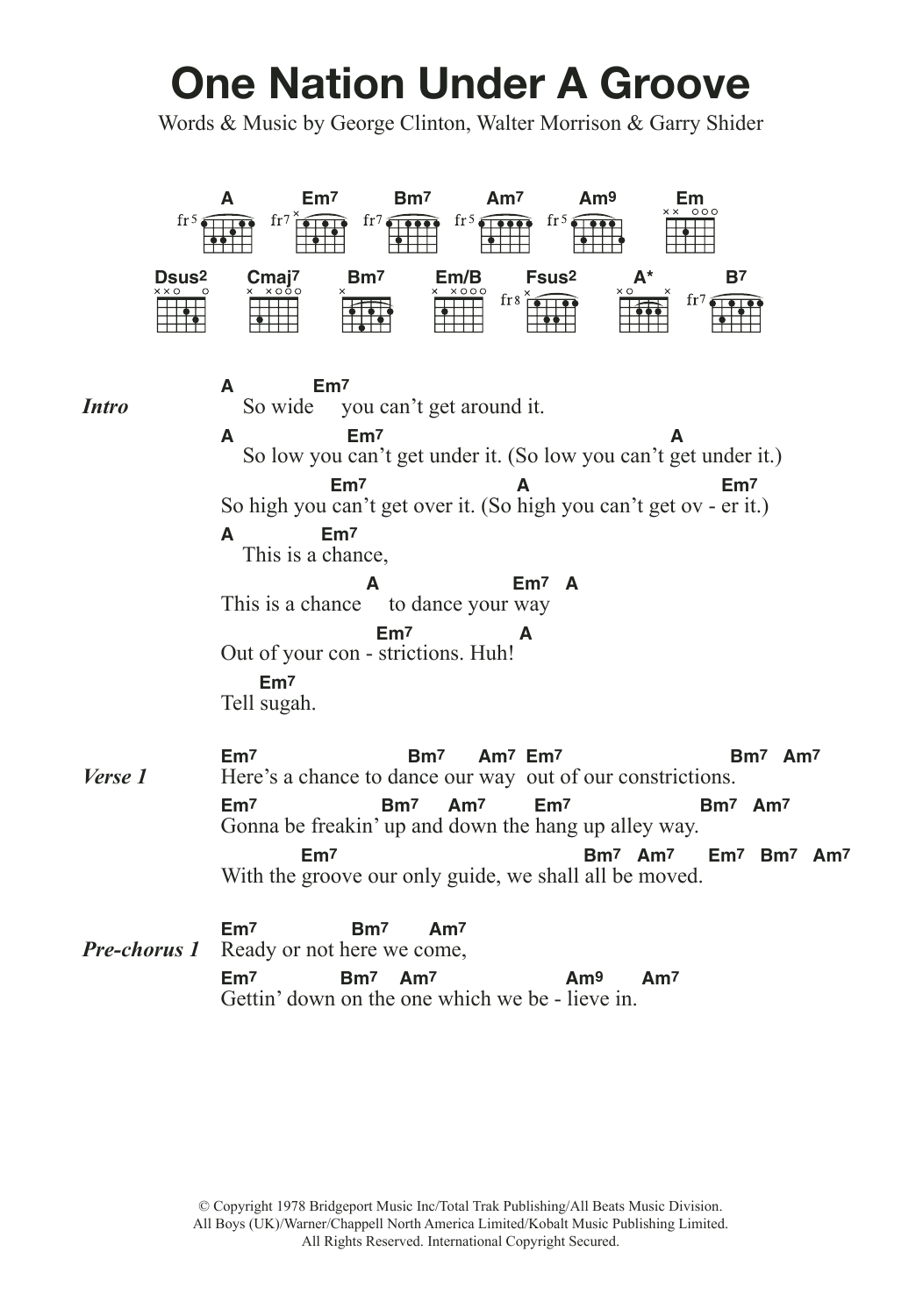 Funkadelic One Nation Under A Groove Sheet Music