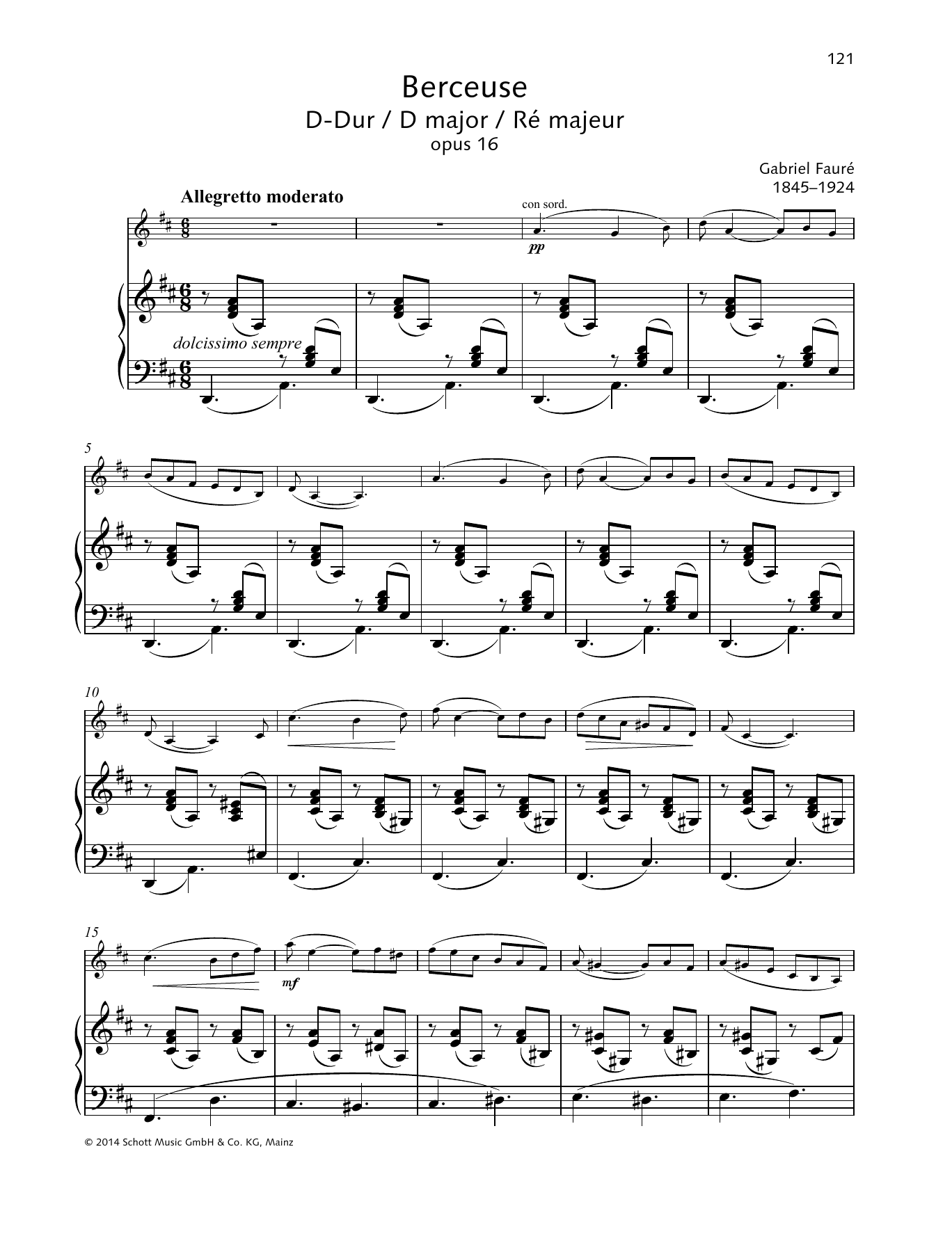 Gabriel Fauré Berceuse D major Sheet Music