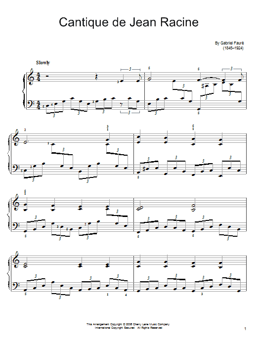Gabriel Faure Cantique De Jean Racine Sheet Music