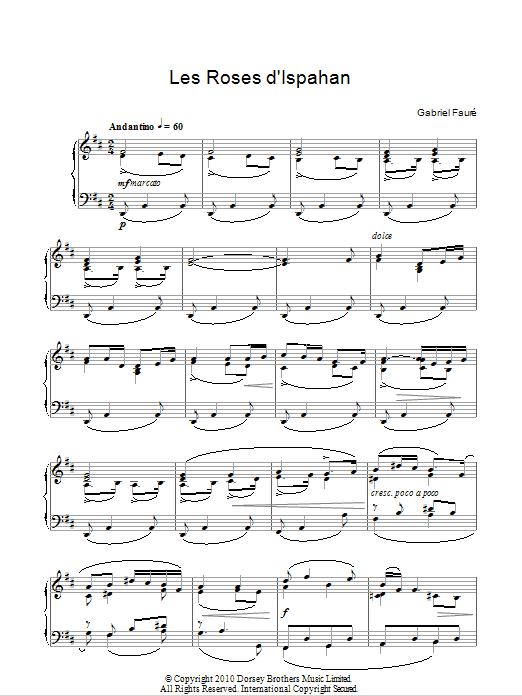 Gabriel Faure Les Roses D'Ispahan Sheet Music
