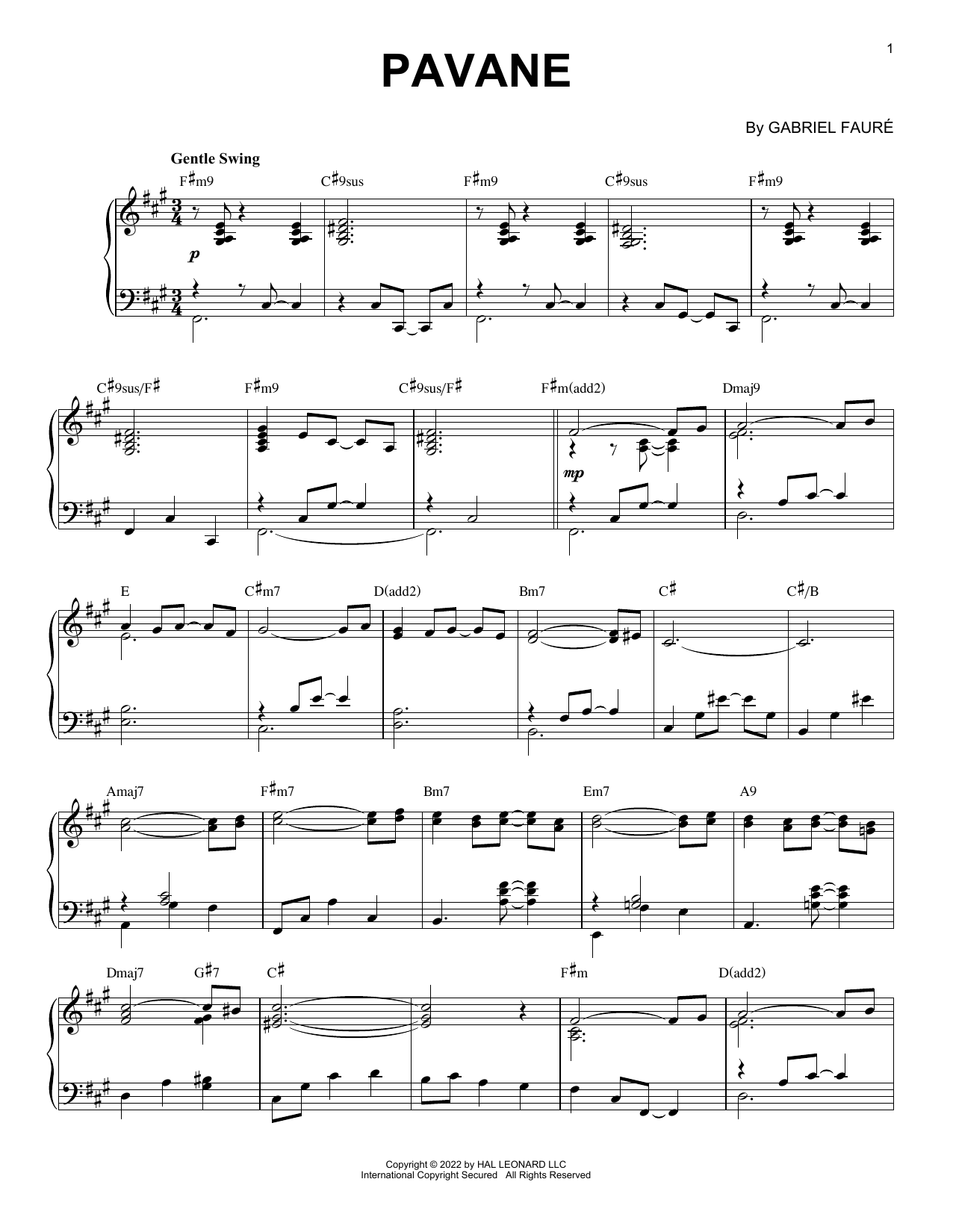 Gabriel Faure Pavane [Jazz version] (arr. Brent Edstrom) Sheet Music