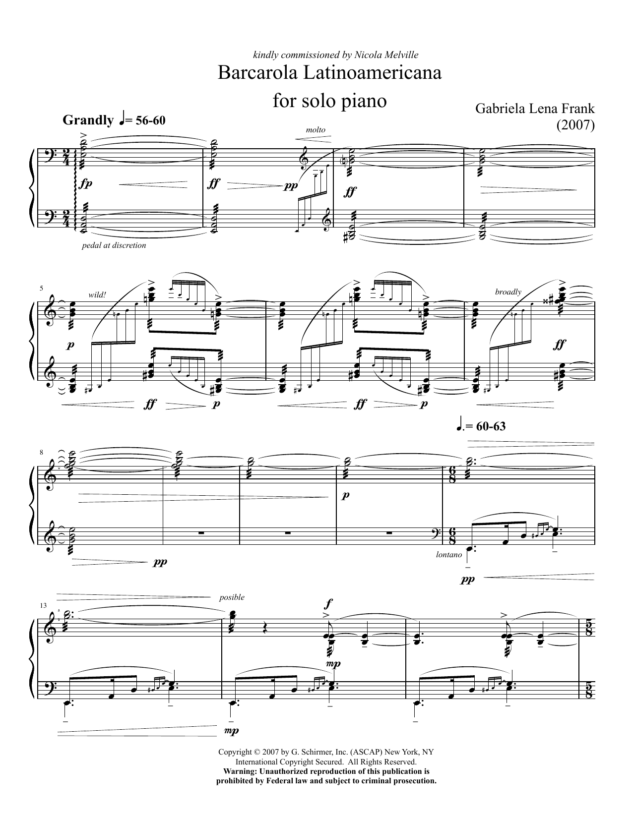 Gabriela Lena Frank Barcarola Latinoamericana Sheet Music