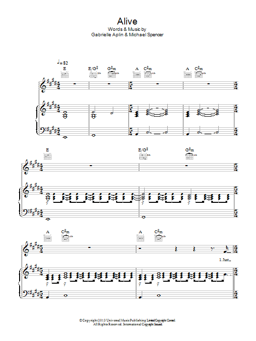 Gabrielle Aplin Alive Sheet Music