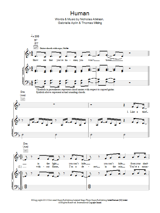Gabrielle Aplin Human Sheet Music