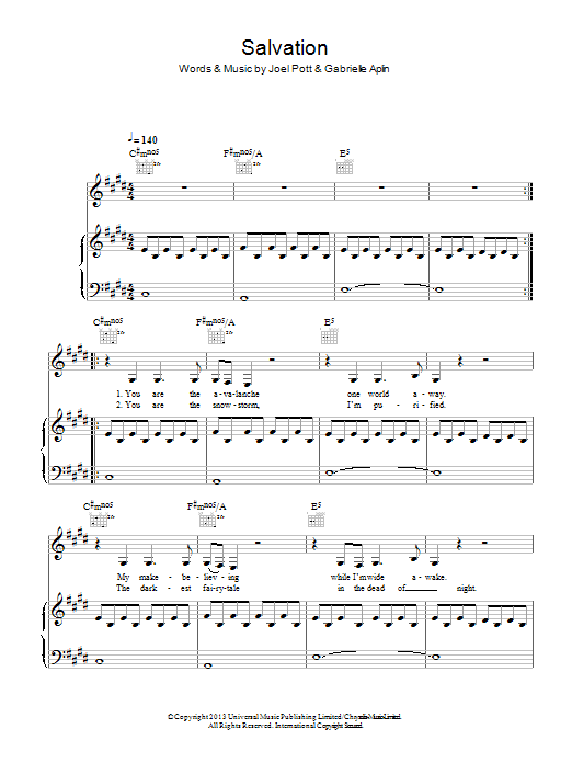Gabrielle Aplin Salvation Sheet Music
