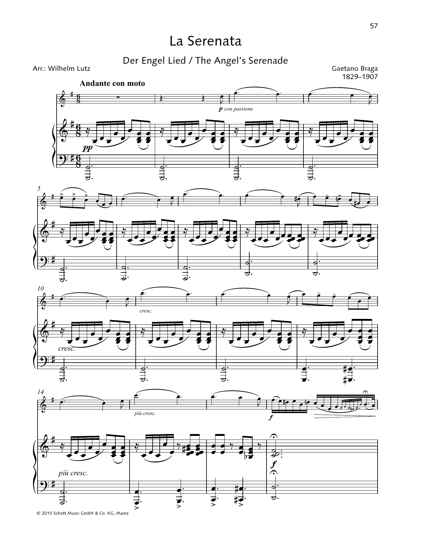 Gaetano Braga The Angel's Serenade Sheet Music