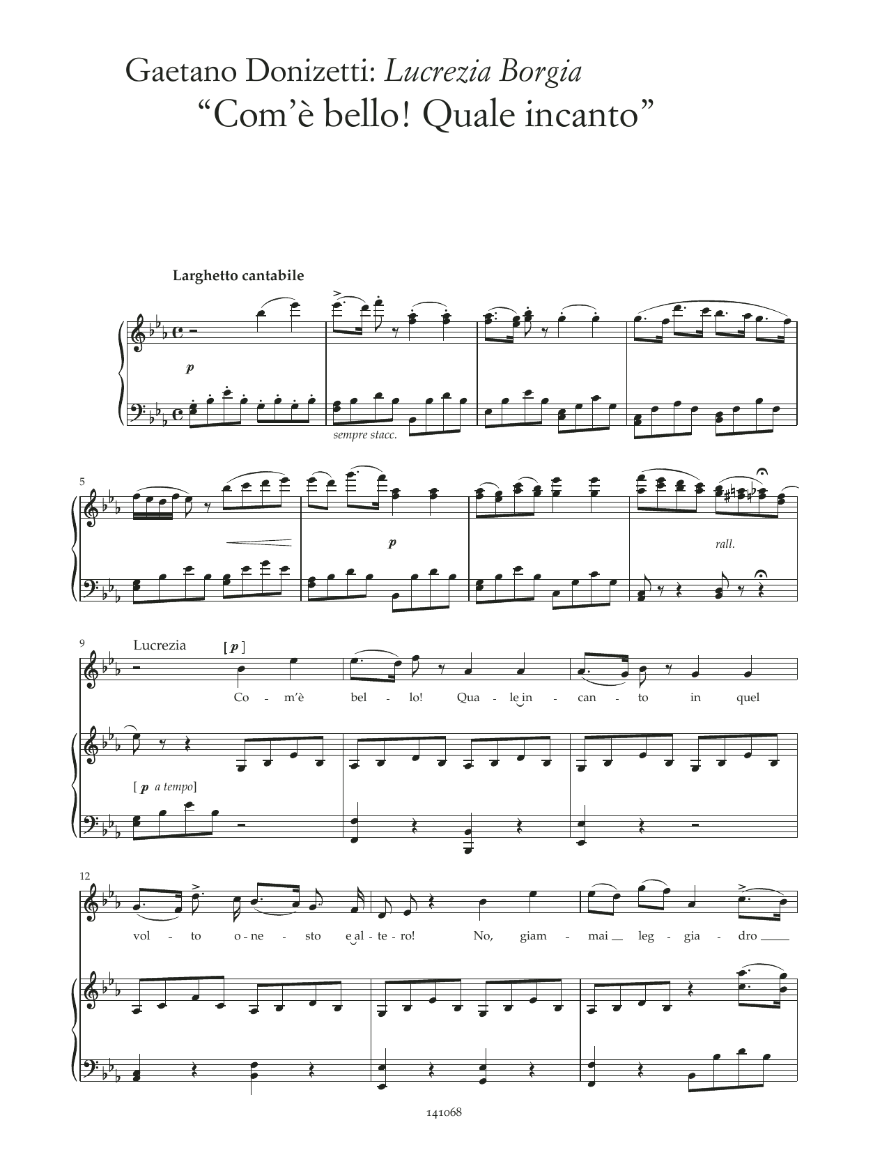 Gaetano Donizetti Com'è bello! Quale incanto (arr. Lucrezia Borgia) Sheet Music