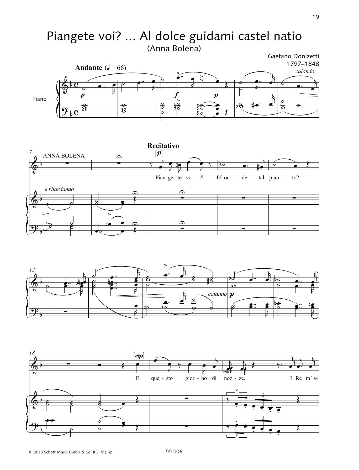 Gaetano Donizetti Piangete voi? Al dolce guidami castel natio Sheet Music