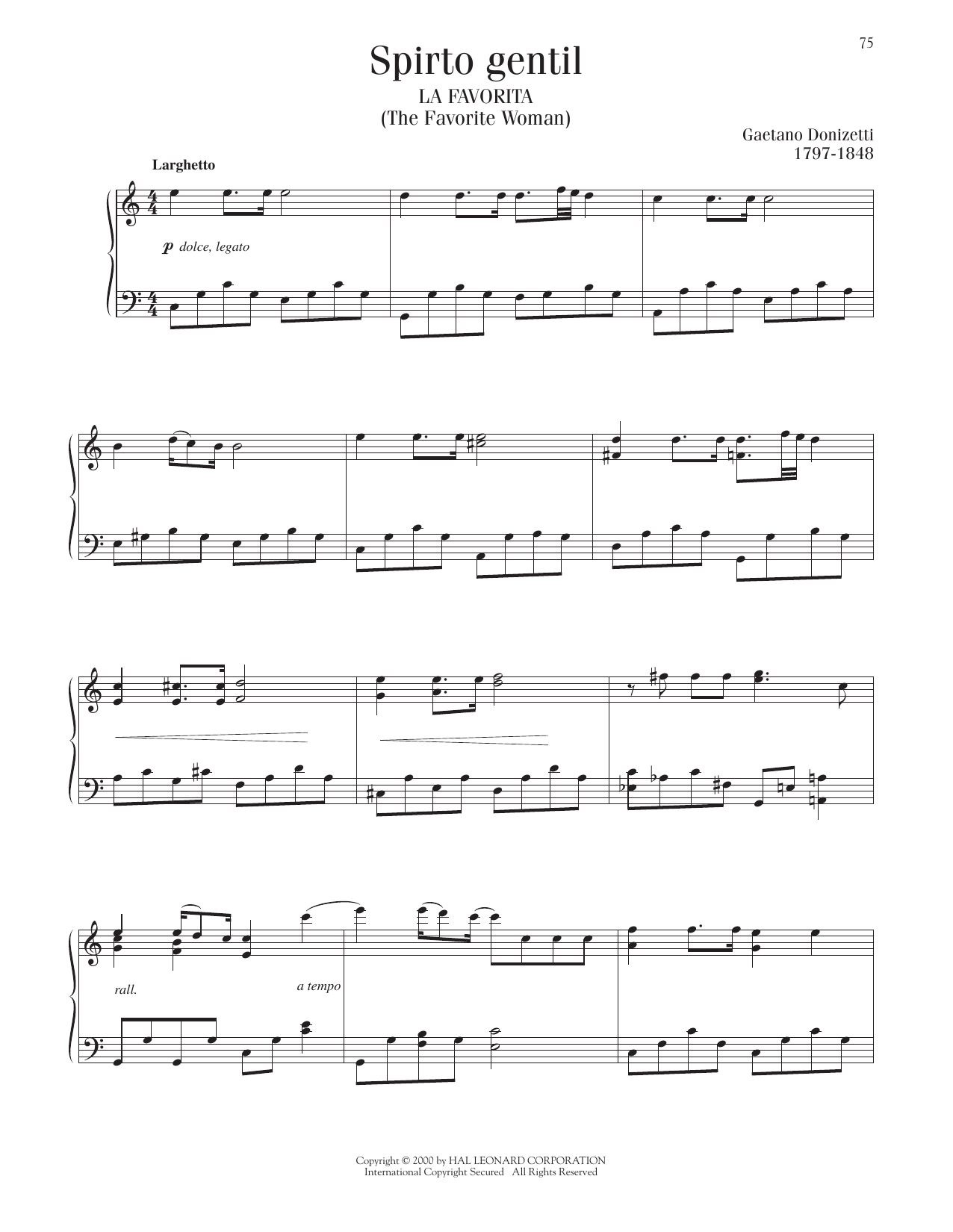 Gaetano Donizetti Spirto Gentil Sheet Music