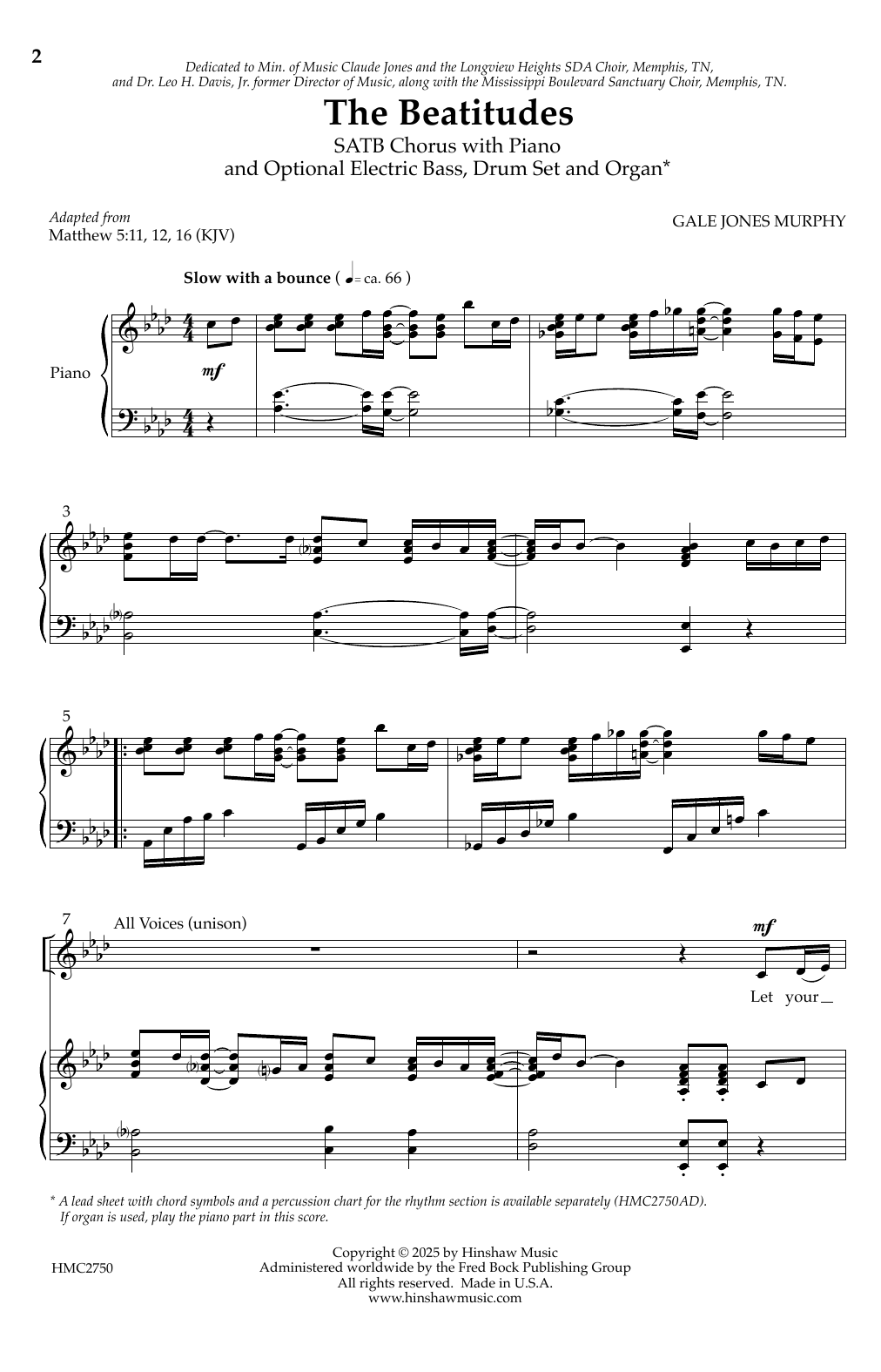 Gale Jones Murphy The Beatitudes Sheet Music